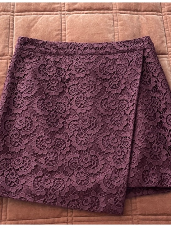 Madewell Dresses & Skirts - Madewell Lace Asymmetrical Skirt Burgundy Wrap Mini Size 2